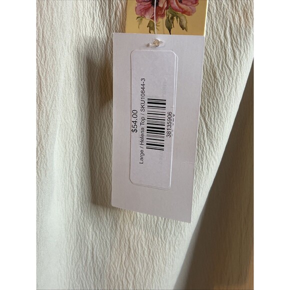 Entro Top Embroidered Puff Sleeves Size J-Was vibes NWT Beautiful Elegant - Picture 11 of 13